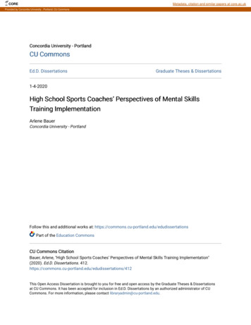 High School Sports Coaches' Perspectives Of Mental Skills . - CORE
