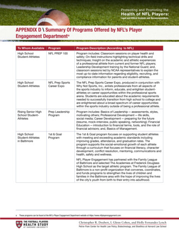 Summary Of Programs Offered By NFL's Player Engagement Department