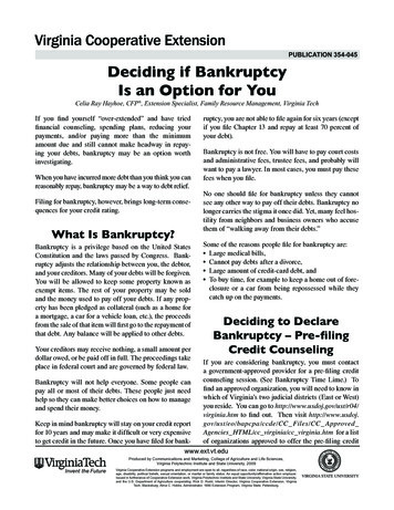 Publication 354-045 Deciding If Bankruptcy Is An Option For You