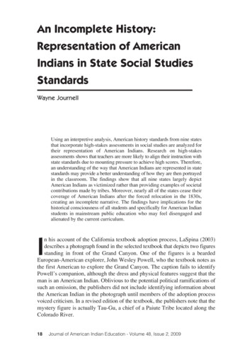 An Incomplete History: Representation Of American Indians In State .