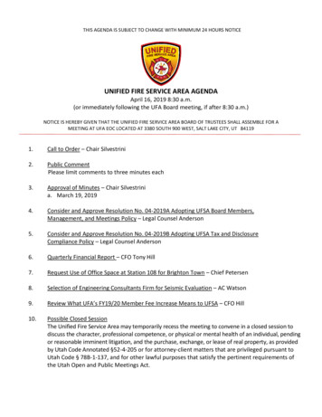 Unified Fire Service Area Agenda