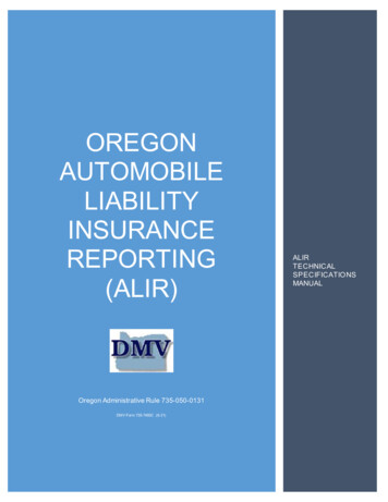 Oregon Automobile Liability Insurance Reporting