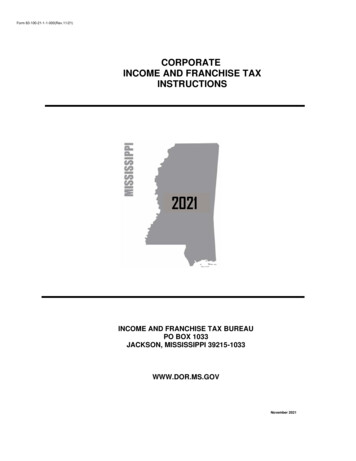 CORPORATE INCOME AND FRANCHISE TAX INSTRUCTIONS - Mississippi