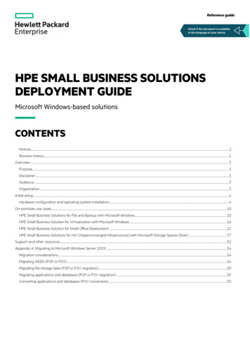 HPE Small Business Solutions Deployment Guide: Microsoft Windows-based .