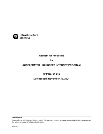 Request For Proposals - Accelerated High Speed Internet