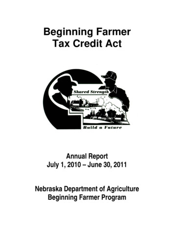 Beginning Farmer Tax Credit Act - Nebraska