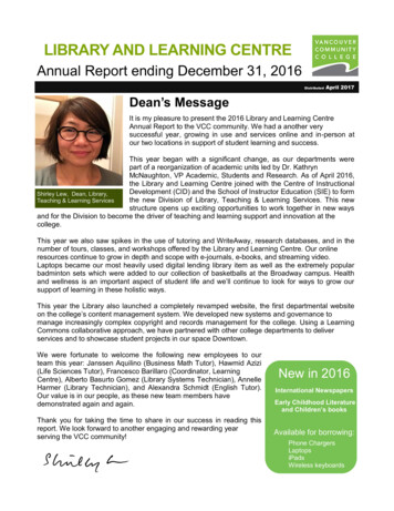 Annual Report Ending December 31, 2016 - Vancouver Community College