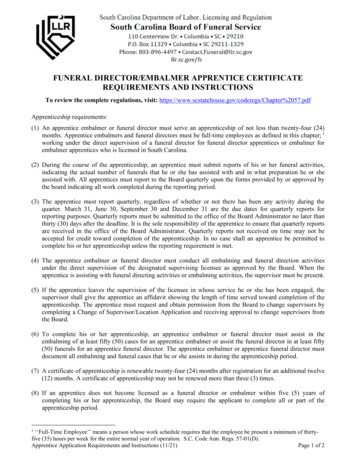 Funeral Director/Embalmer Apprentice Certificate Requirements And .