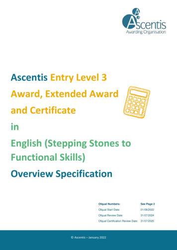 Ascentis Entry Level 3 Award, Extended Award And Certificate English .