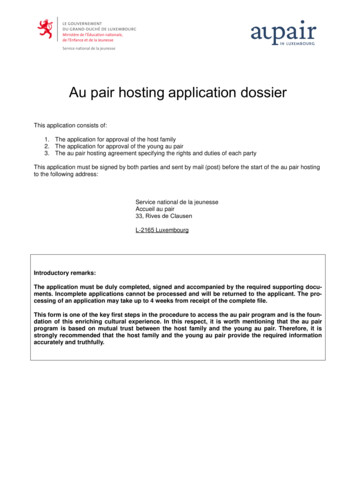 Au Pair Hosting Application Dossier - Gouvernement