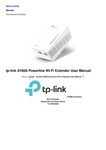 Tp-link AV600 Powerline Wi-Fi Extender User Manual - Manuals 