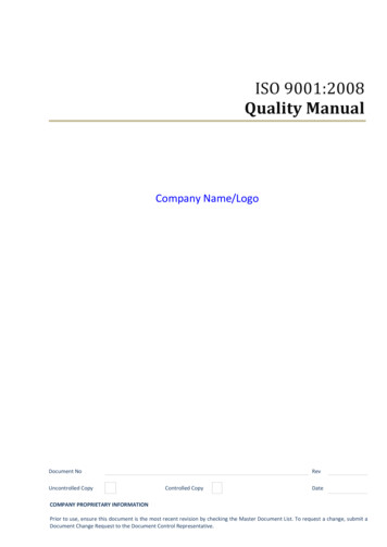 ISO 9001:2008 Quality Manual - Giza Systems