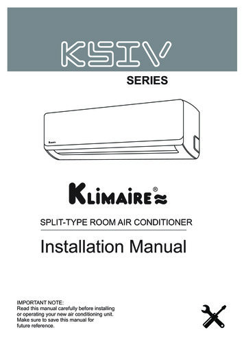 SPLIT-TYPE ROOM AIR CONDITIONER Installation Manual