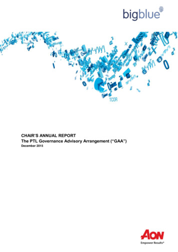CHAIR'S ANNUAL REPORT The PTL Governance Advisory Arrangement (