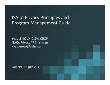 ISACA Privacy Principles And Program Management Guide