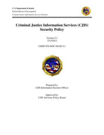 Criminal Justice Information Services (CJIS) Security Policy - NC