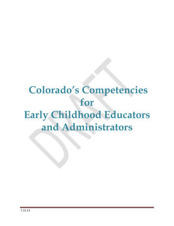 Colorado's Competencies For Early Childhood Educators And Administrators