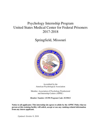 Psychology Internship Program United States Medical Center For Federal .