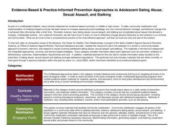 Evidence-Based & Practice-Informed Prevention Approaches To Adolescent .