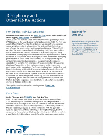Firm Expelled, Individual Sanctioned Reported For June 2019 - FINRA
