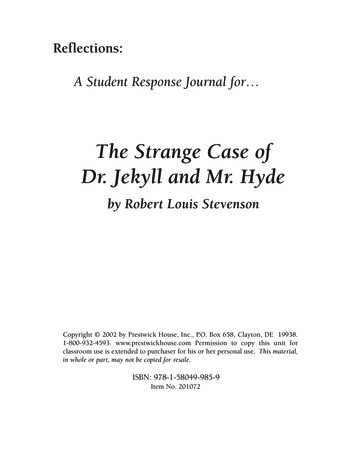 The Strange Case Of Dr. Jekyll And Mr. Hyde - Response Journal Sample PDF
