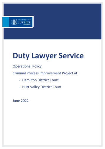 Duty Lawyer Service - Ministry Of Justice