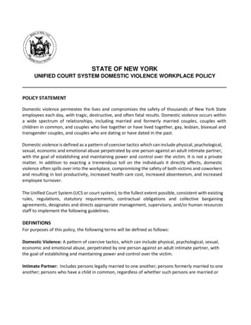 Unified Court System Domestic Violence Workplace Policy