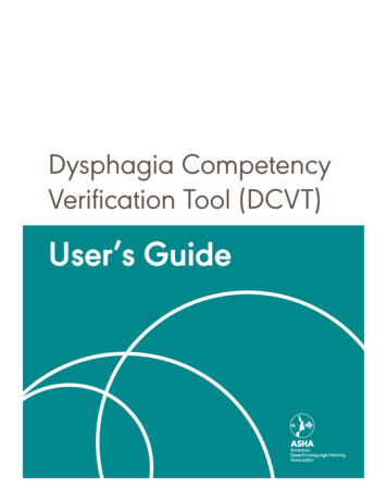 Dysphagia Competency Verification Tool Users Guide - ASHA