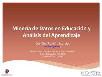 Minería De Datos En Educación Y Análisis Del Aprendizaje - GrinUGR