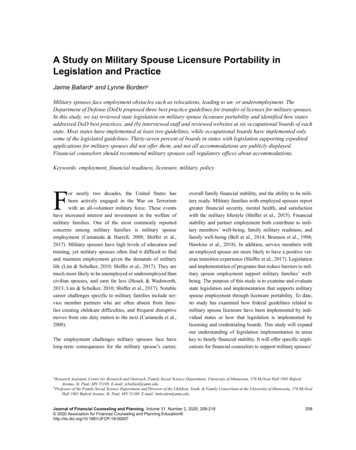 A Study On Military Spouse Licensure Portability In Legislation . - ERIC