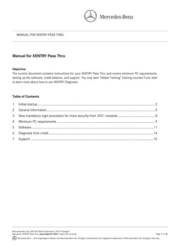 Manual For XENTRY Pass Thru - Mercedes-Benz Antos