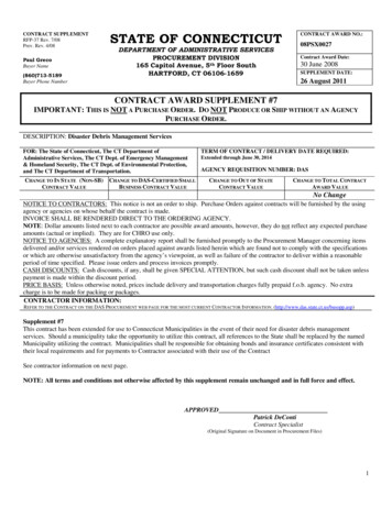 CONTRACT SUPPLEMENT RFP-37 Rev. 7/08 STATE OF CONNECTICUT CONTRACT .