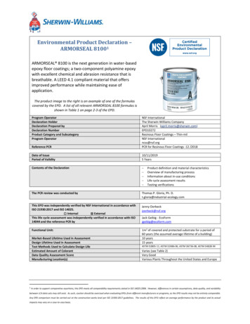 Environmental Product Declaration ARMORSEAL 81001