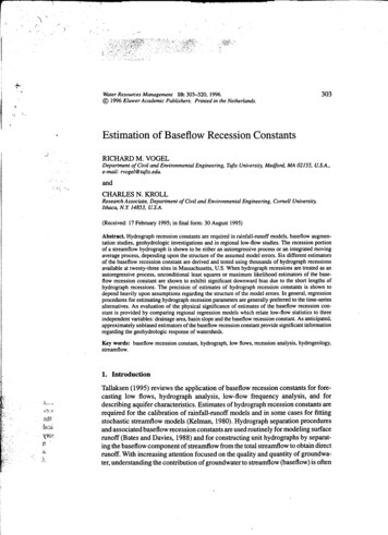 . Estimation Of Baseflow Recession Constants - Tufts University