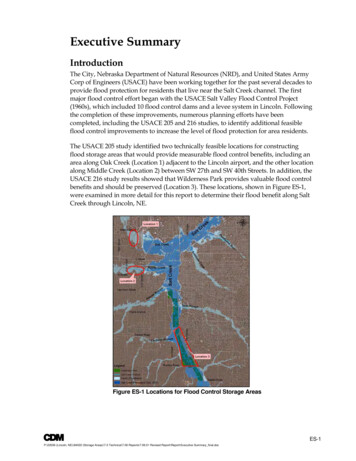 Executive Summary - Evaluation Of Storage Areas In The Salt Creek Watershed