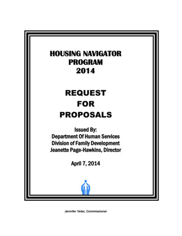 Housing Navigator Program 2014 Request For Proposals
