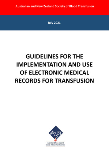 Guidelines For Transfusion And Immunohaematology Laboratory . - ANZSBT