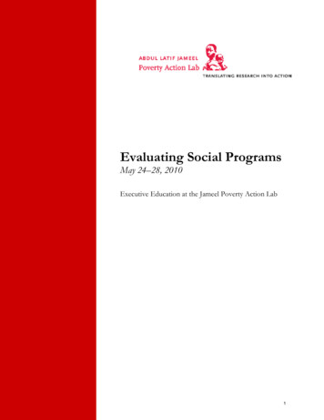 Evaluating Social Programs - Abdul Latif Jameel Poverty Action Lab