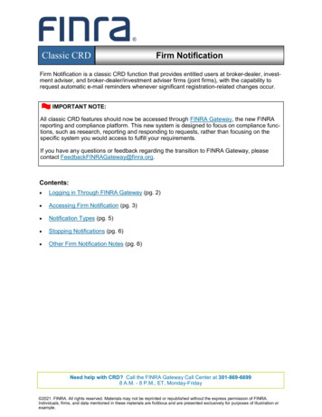 FINRA Classic CRD: Firm Notification
