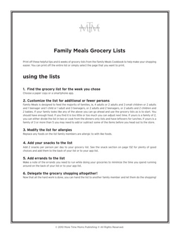 Family Meals Grocery Lists Using The Lists - English