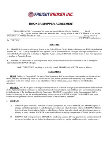 BROKERSHIPPER AGREEMENT - Freight Broker Inc