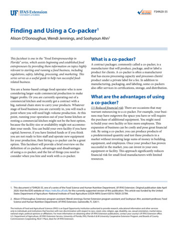 Finding And Using A Co-packer - University Of Florida
