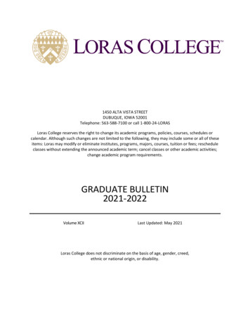 GRADUATE BULLETIN 2021-2022 - Loras College