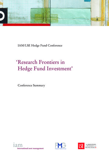 'Research Frontiers In Hedge Fund Investment' - Ros Altmann