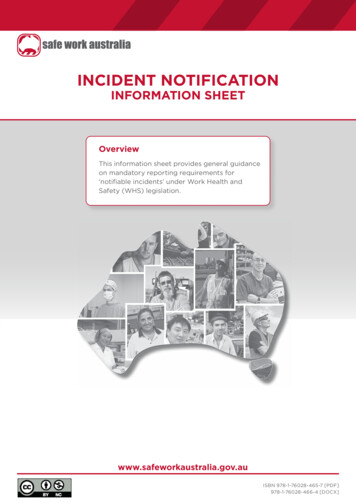 Information Sheet: Incident Notification - Safe Work Australia