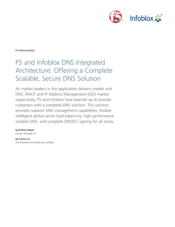 F5 And Infoblox DNS Integrated Architecture F5 Tech Brief