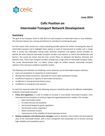 Cefic Position On Intermodal Transport Network Development