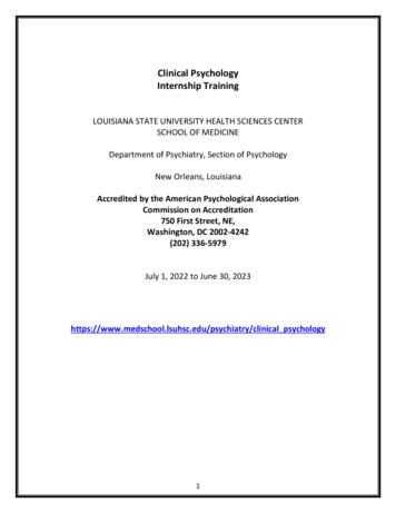 Clinical Psychology Internship Training - School Of Medicine