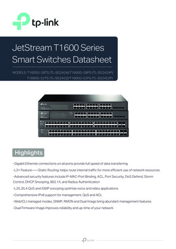 JetStream T1600 Series Smart Switches Datasheet - TP-Link