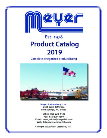 Est. 1978 Product Catalog 2019 - Meyer Lab